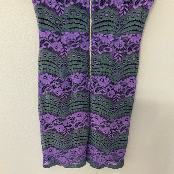 Romeo & Juliet Couture Purple Green Lace Cocktail Dress size Medium D - Picture 6 of 12